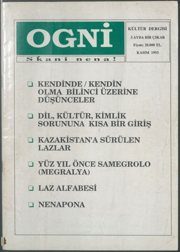 OGNİ - Sayı: 01 (Kasım 1993)